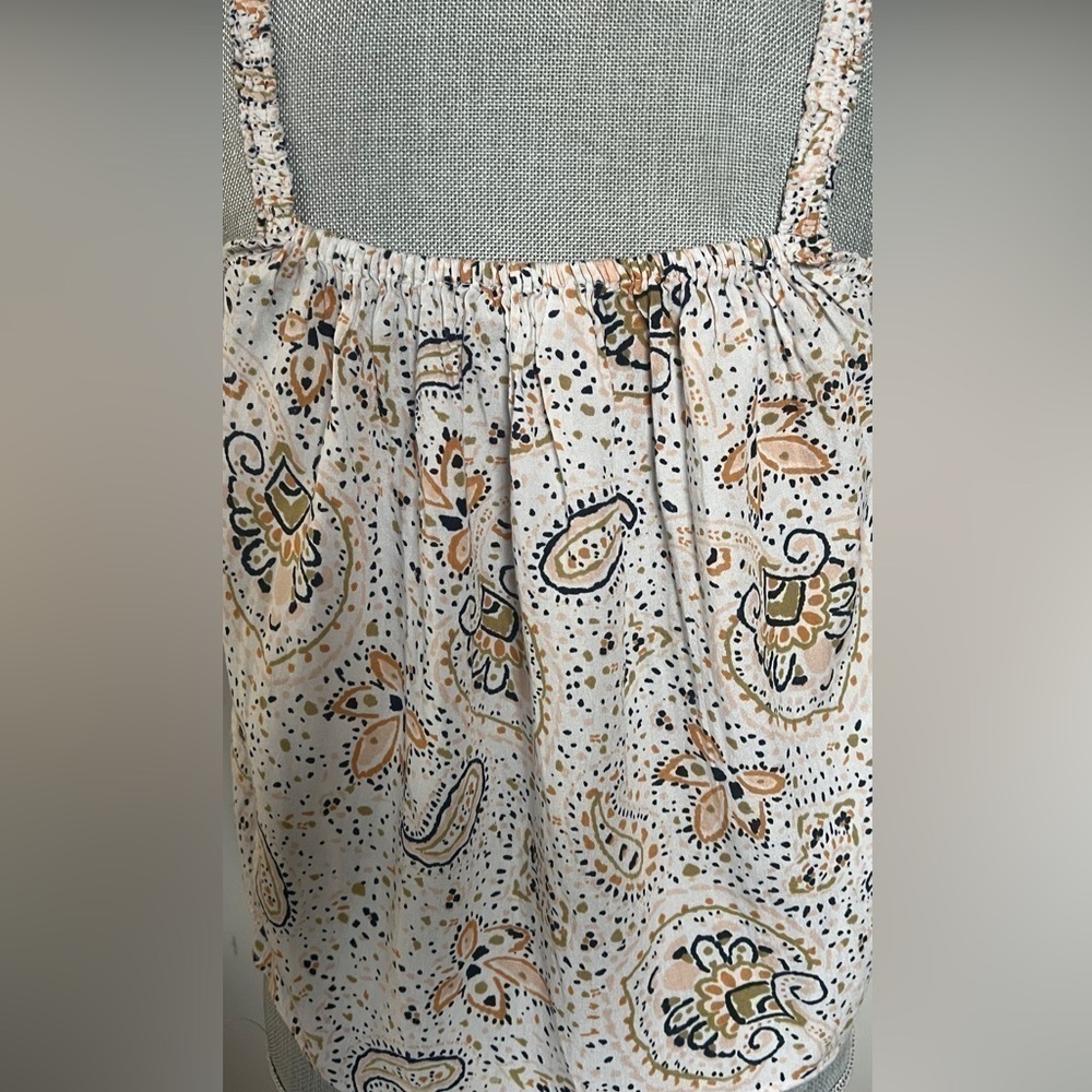 Patrons of Peace cream paisley bohemian cropped flowy tank top rayon - Picture 8 of 11